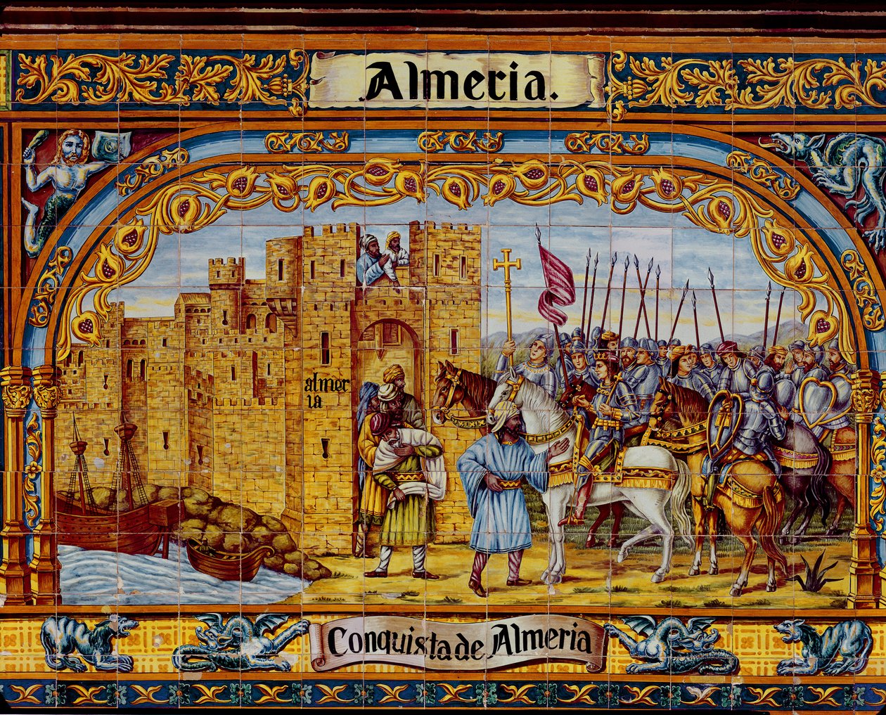 Katolisten kuninkaiden Almerian valloitus vuonna 1488 (keraaminen) tekijältä Spanish School
