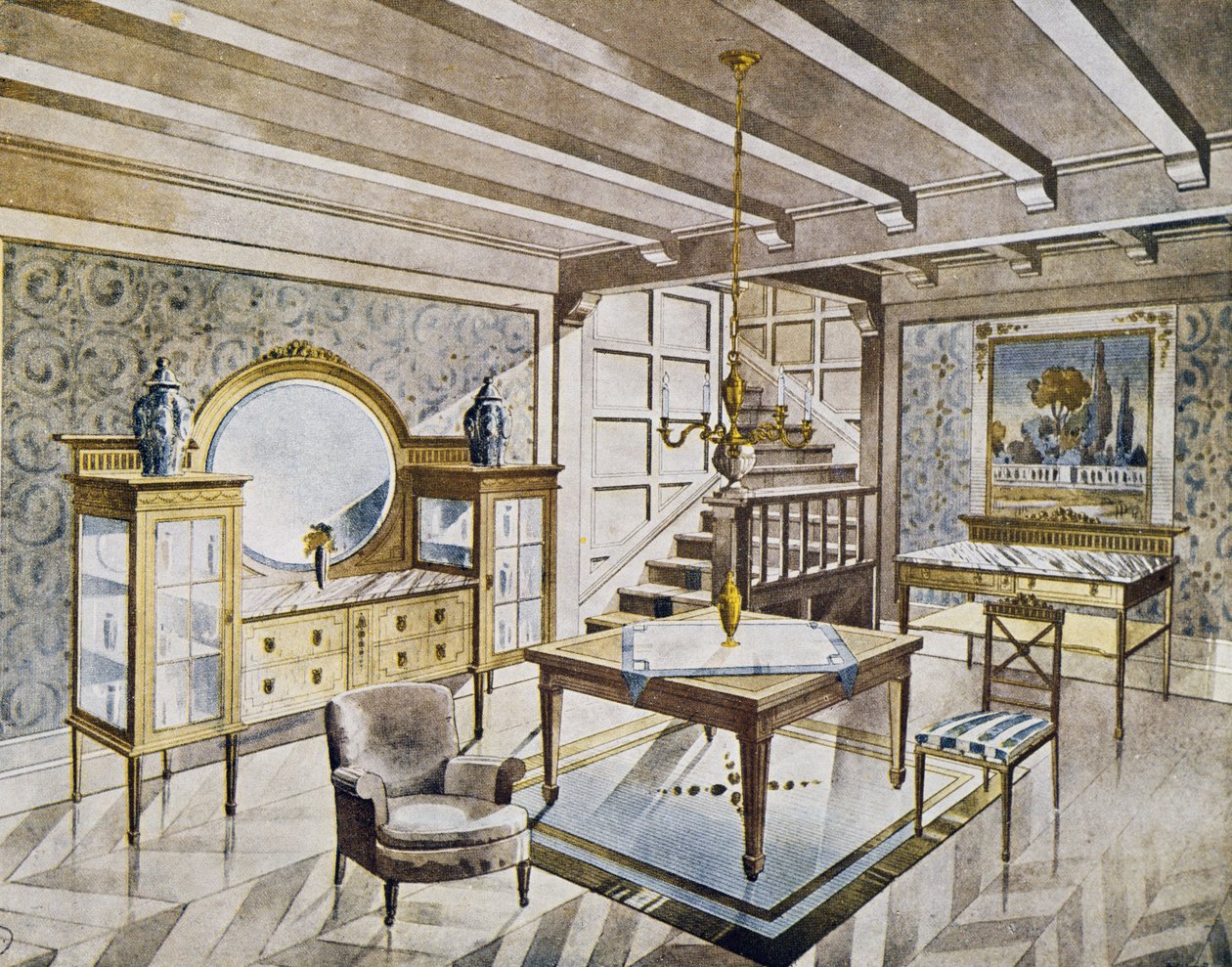 Olohuoneiden suunnittelu, noin 1900, Espanja, 1900-luku tekijältä Spanish School