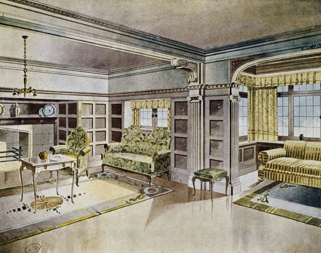 Olohuoneiden suunnittelu, noin 1900, Espanja, 1900-luku tekijältä Spanish School