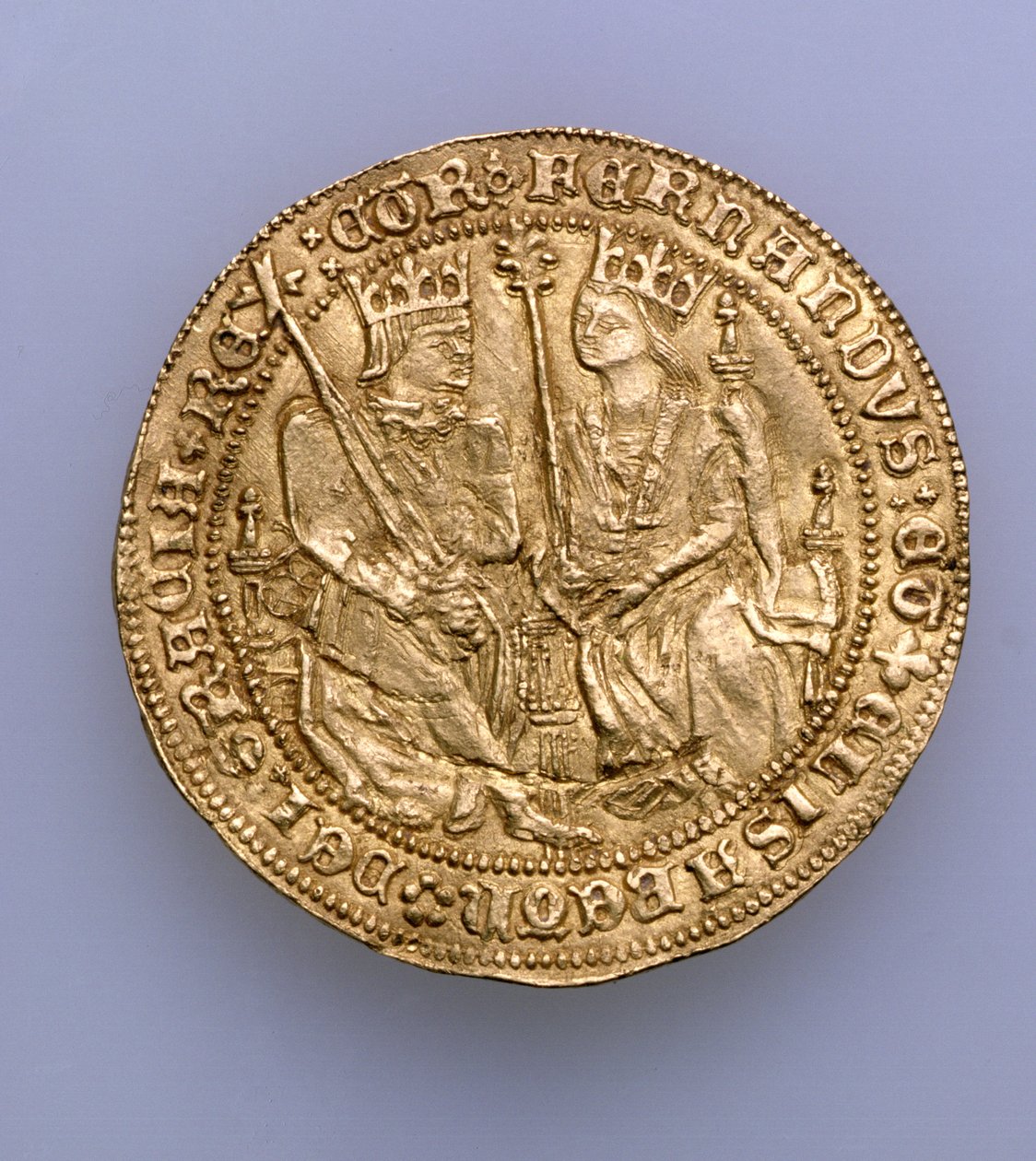 Ferdinand II Aragonialainen (1479-1516) ja Isabella Kastilialainen (1474-1504), Sevillan rahapaja, 1475 (kulta) (katso 168056) tekijältä Spanish School