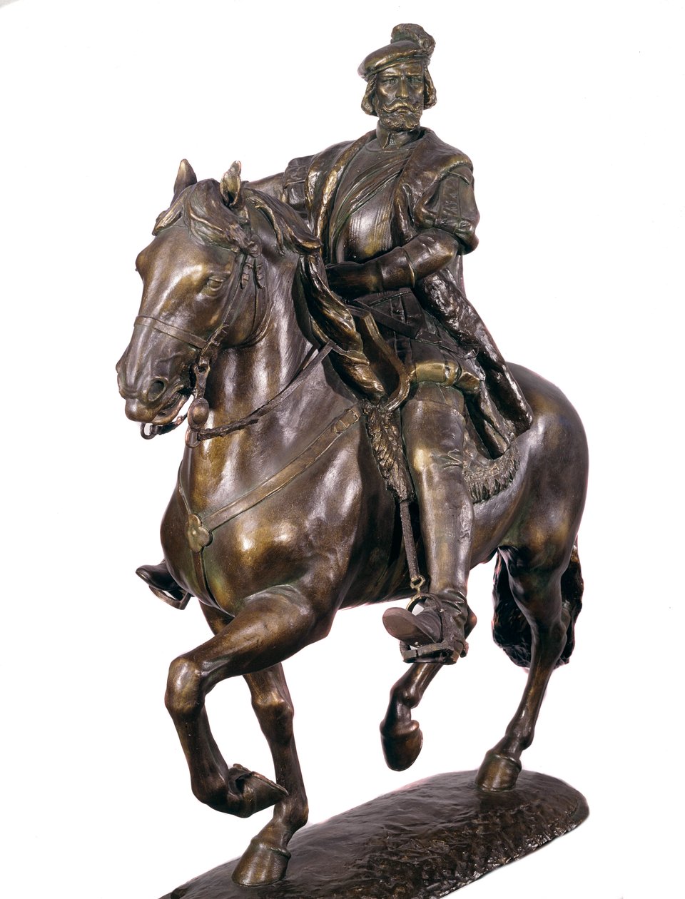Hernan Cortesin (tai Cortezin) (1485-1547), espanjalaisen valloittajan ratsastusmuotokuva. Nimetön pronssiveistos 1500-luvulta. Armee-museo, Madrid tekijältä Spanish School