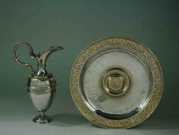 Ewer ja allas, aragonialainen tai kastilialainen, 1500-luvun loppu (hopeakullattu paketti) tekijältä Spanish School