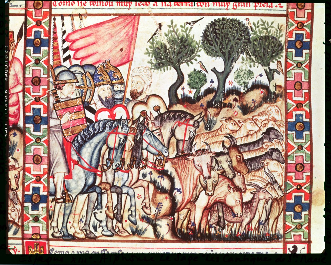 Fol.68v Turkit ja maurit takaisin maansa, Cantigas de Santa Mariasta tekijältä Spanish School