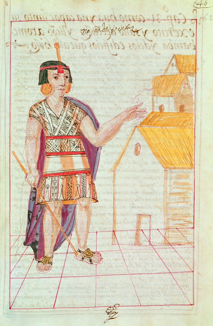 Kuvitus teoksesta "Historia y Genealogia Real de los Reyes Incas del Peru, de sus hechos, costumbres, trajes y manera de Gobierno", joka tunnetaan nimellä Codice Murua (vellum) tekijältä Spanish School
