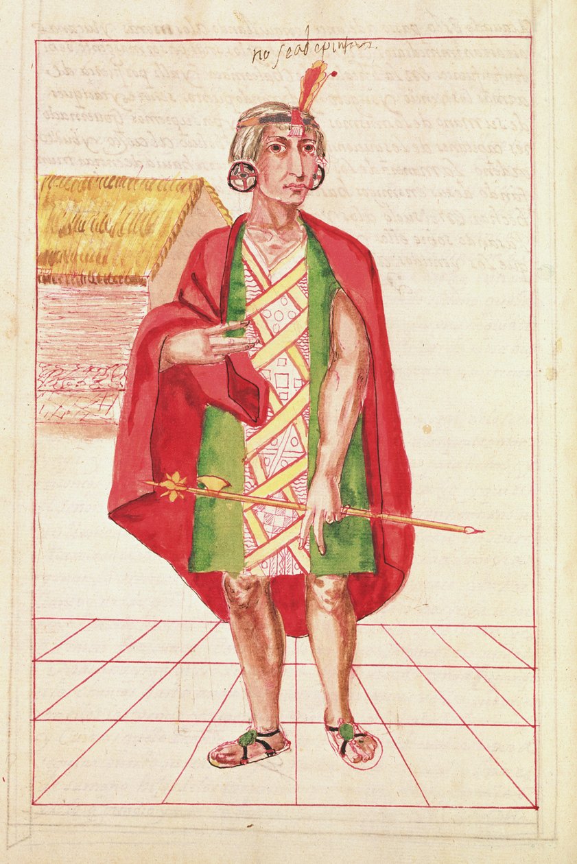 Kuvitus teoksesta "Historia y Genealogia Real de los Reyes Incas del Peru, de sus hechos, costumbres, trajes y manera de Gobierno", joka tunnetaan nimellä Codice Murua tekijältä Spanish School