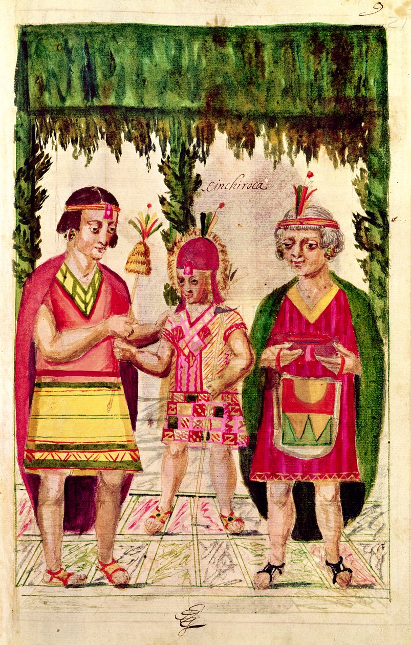 Kuva Cincherocasta, teoksesta "Historia y Genealogia Real de los Reyes Incas del Peru, de sus hechos, costumbres, trajes y manera de Gobierno", joka tunnetaan nimellä Codice Murua tekijältä Spanish School