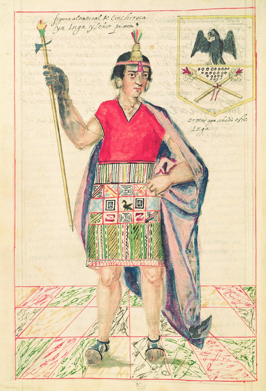Kuva Cincherocasta, teoksesta "Historia y Genealogia Real de los Reyes Incas del Peru, de sus hechos, costumbres, trajes y manera de Gobierno", joka tunnetaan nimellä Codice Murua tekijältä Spanish School