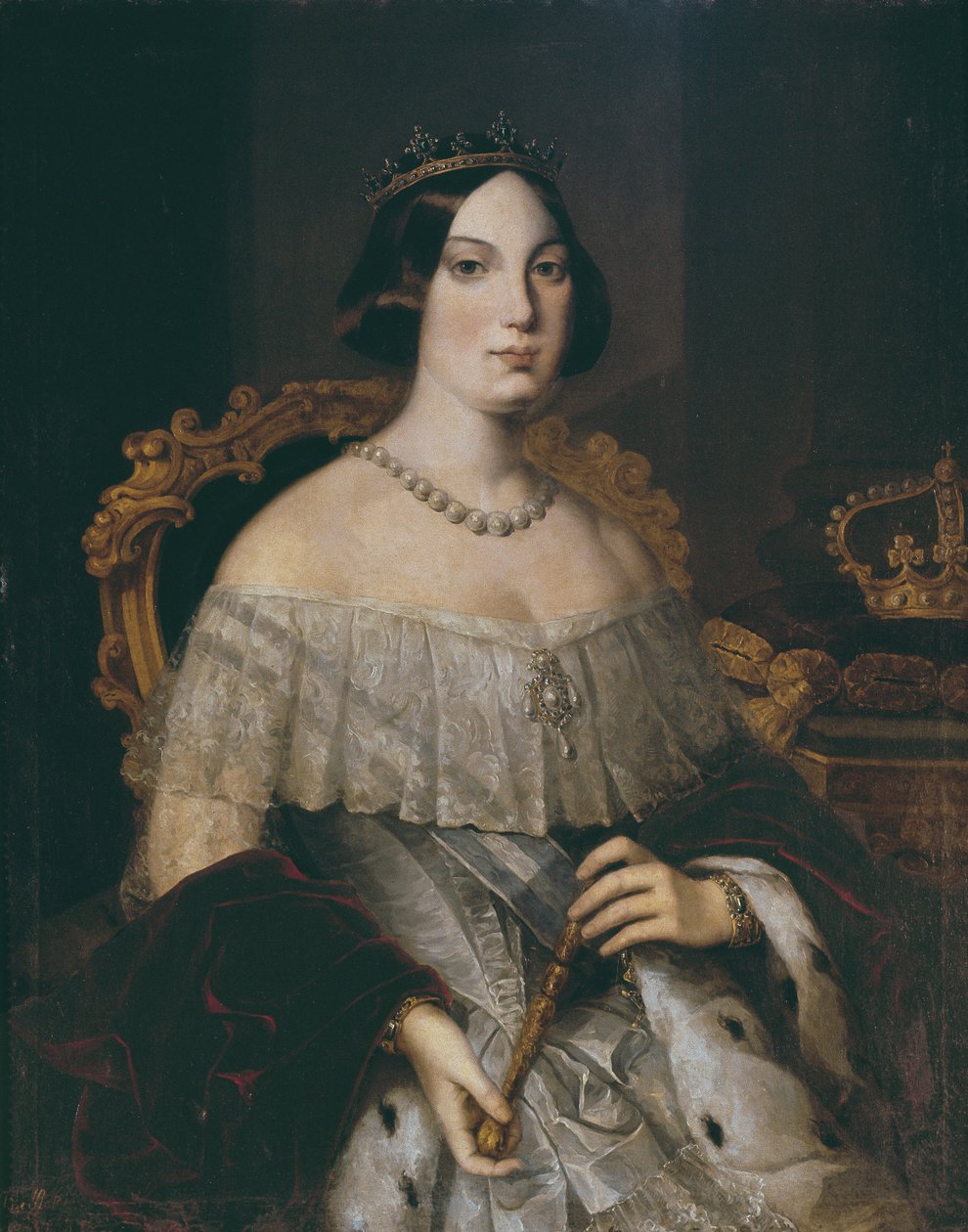 Isabella II, Espanjan kuningatar (öljy kankaalle) tekijältä Spanish School