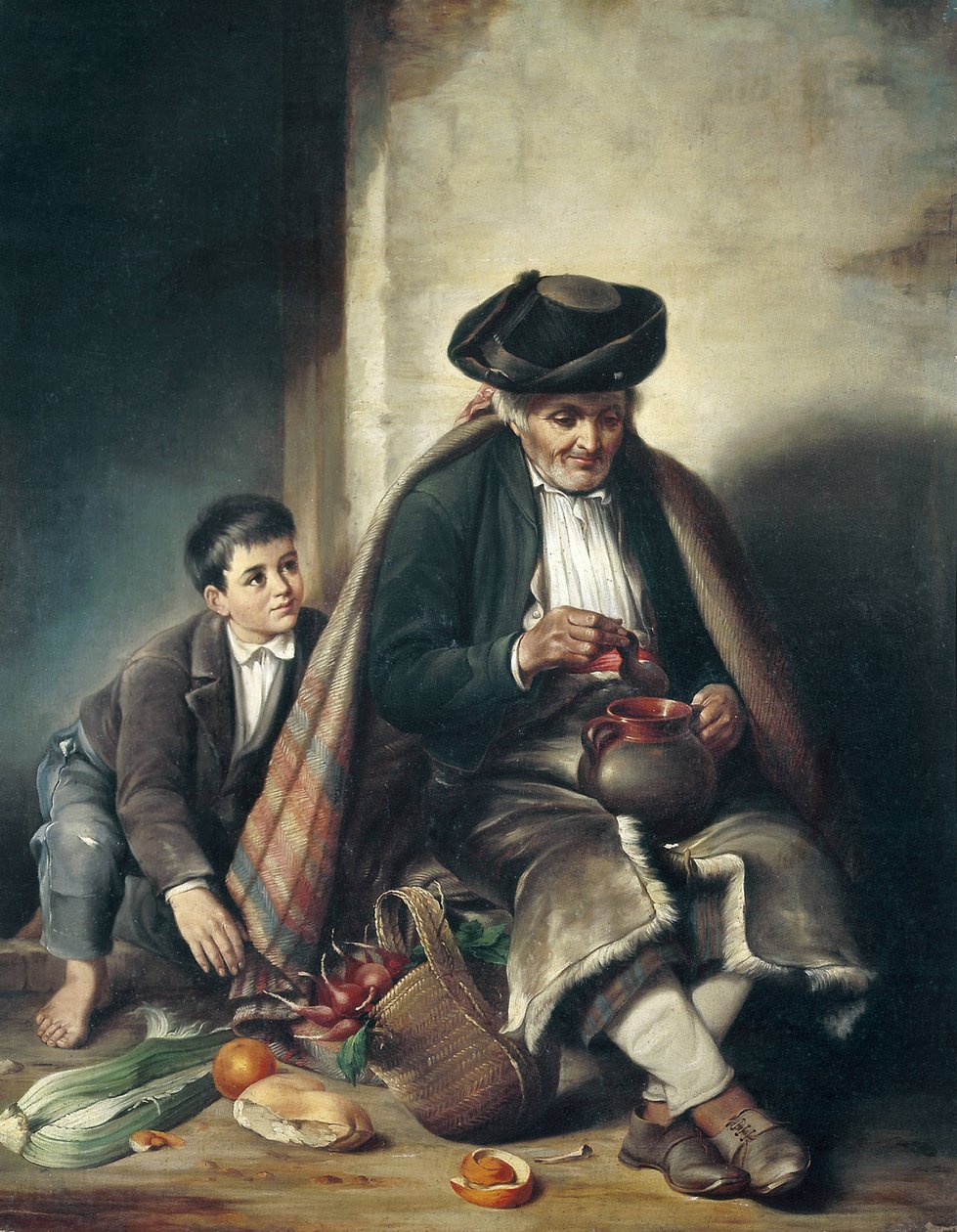 Mies ja poika. 1800-luvun loppu (öljy kankaalle) tekijältä Spanish School