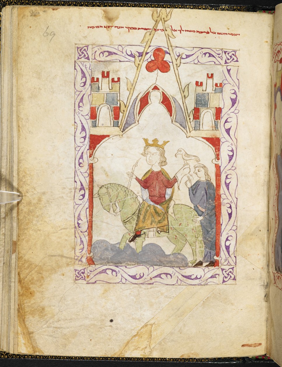 Tai. 2737, f. 69r, Farao haukkamiehenä, 