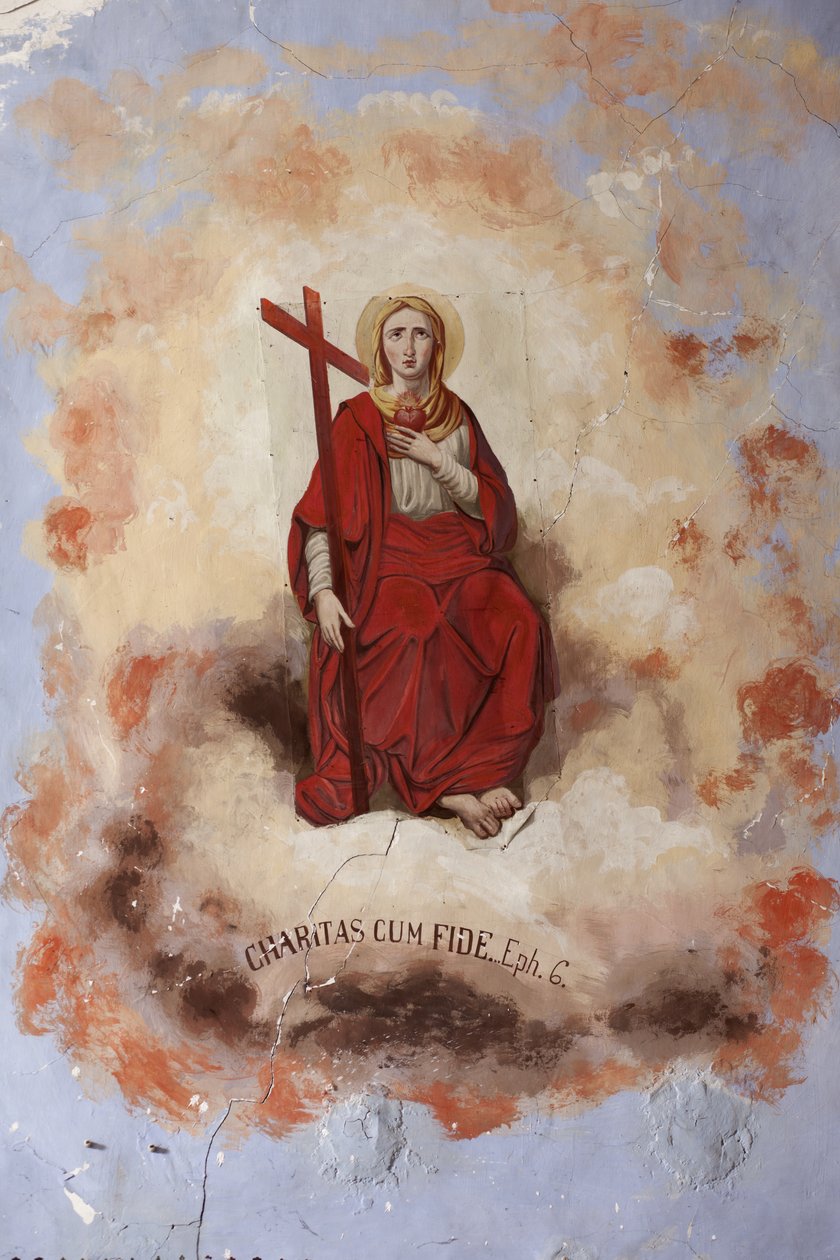 Conquesin seurakuntakirkko, Sant Miquel de Conquesin kirkko. sisätilat Laiva. Holvit. Yksityiskohta. J Oromín seinämaalauksia. 1881. Barokki. tekijältä Spanish School