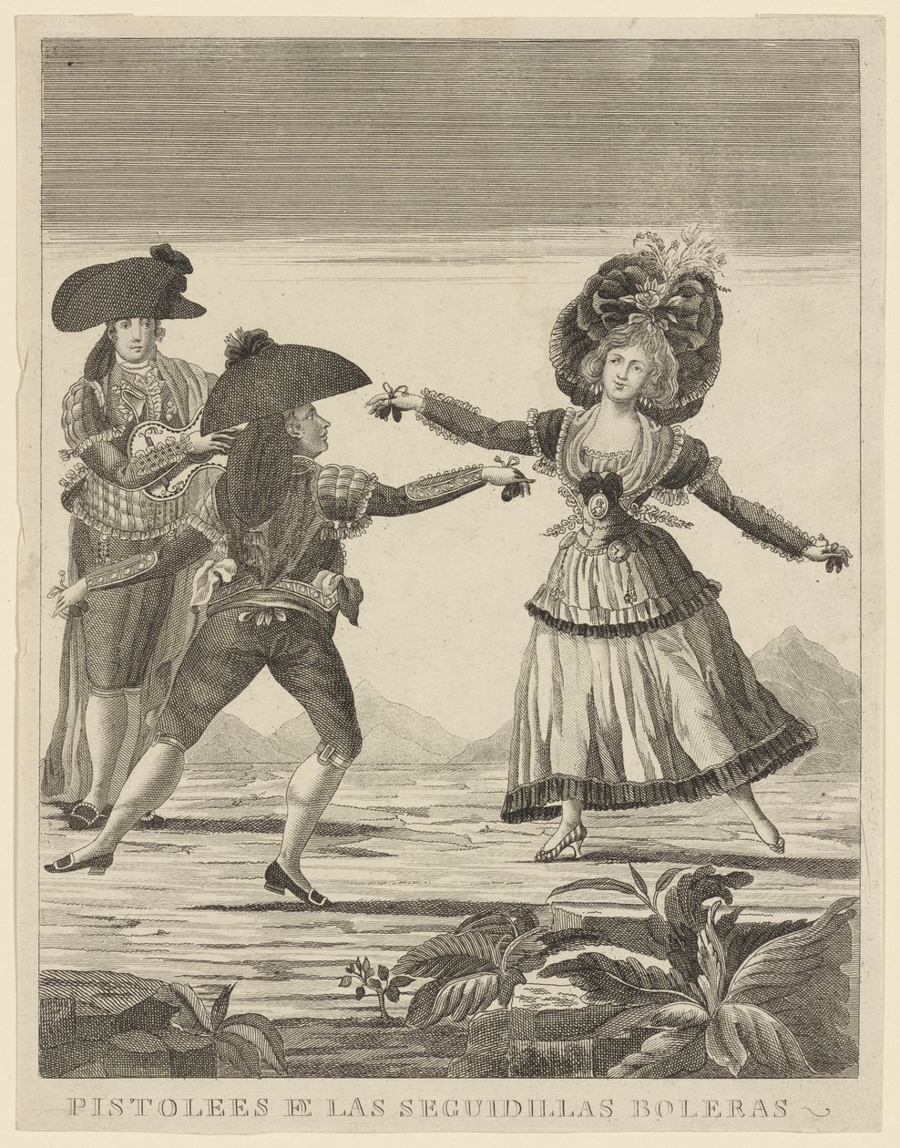 Pistolees ja las sequidillas boleras, n. 1790-1799 tekijältä Spanish School