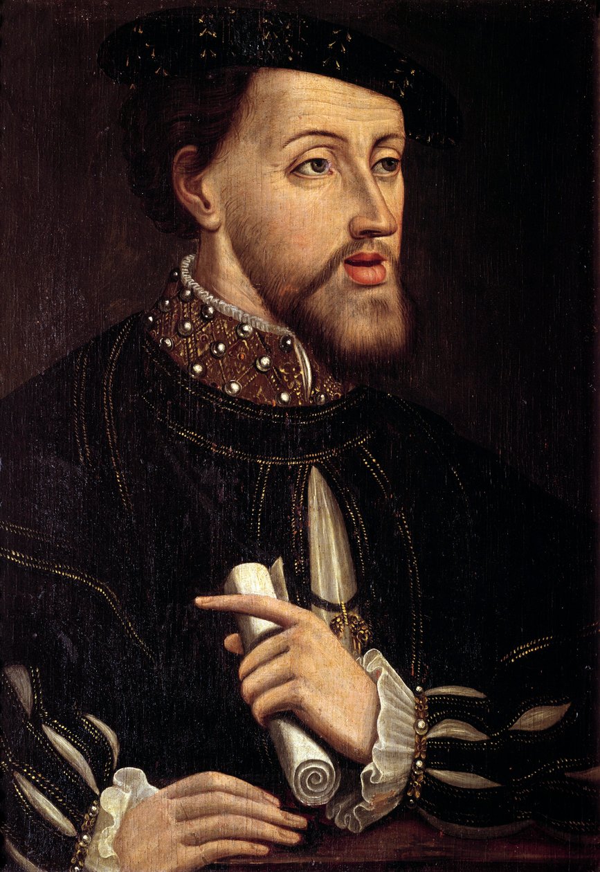 Kaarle V:n (1500-1558) muotokuva Saksan keisarista Espanjalaisen koulukunnan maalaus. 16. vuosisata tekijältä Spanish School