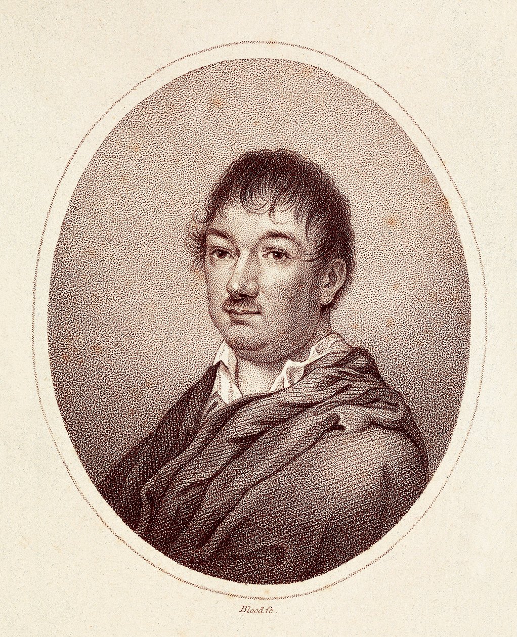 Leandro Fernandez de Moratinin (1760-1828), espanjalaisen kirjailijan muotokuva. Kaiverrus 1800-luvulta. Madridin kansalliskirjasto. tekijältä Spanish School