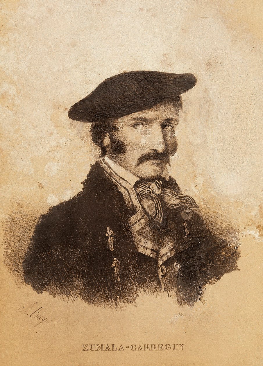 Muotokuva Tomas ZumalaCarreguista (1788-1835), hahmo Espanjan kampanjasta tai vapaussodasta ja ensimmäisestä karlistisista sodista (kaiverrus) tekijältä Spanish School
