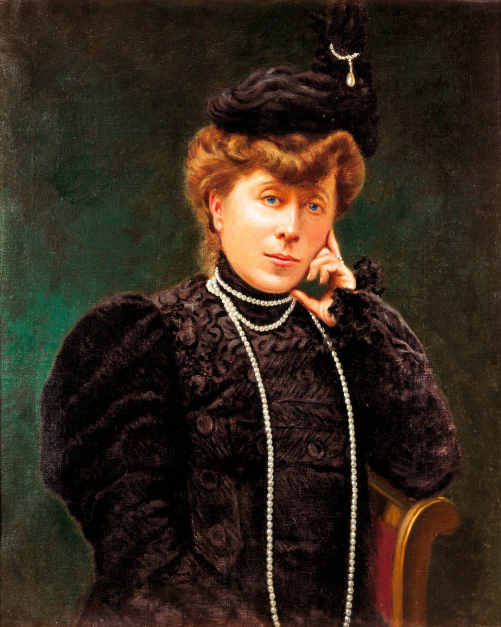Maria del Carmen Villahermosan (1815-1905) herttuattaren muotokuva. Anonyymi maalaus. 1800-luvun loppu. tekijältä Spanish School