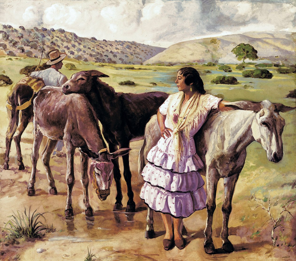 Paluu messuille Puerto Realin ja Jerez de la Fronteran (Espanja) välillä. Anonyymi maalaus. Öljy kankaalle, 1900-luvun ensimmäinen puolisko, espanjalaista taidetta. Cadizin museo. tekijältä Spanish School