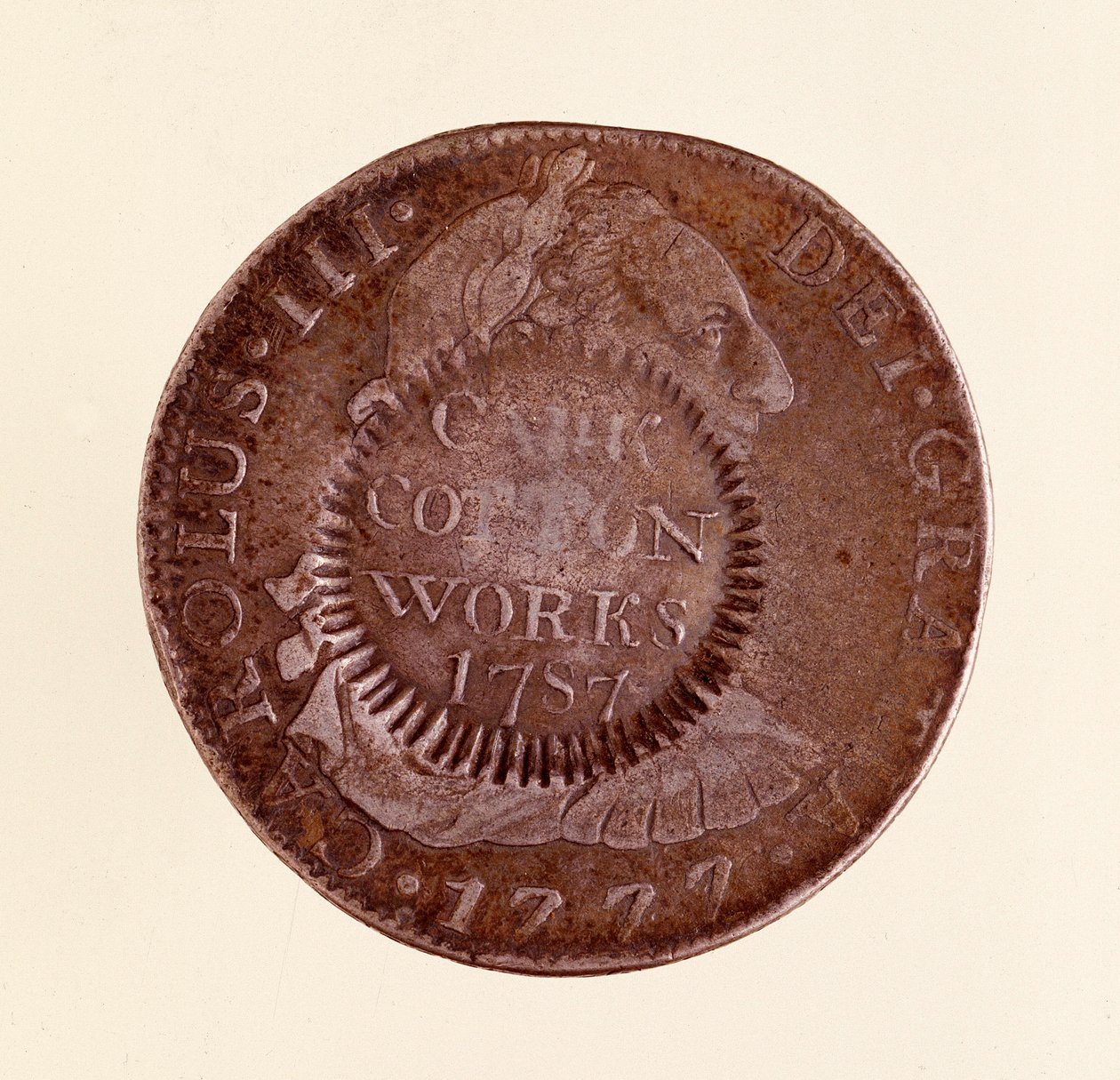 Hopeakolikko (8 realia) Espanjasta: Kaarle III:n hallituskausi (1759-1788). 1777, vastaleima 1787. Halk. 3,9 cm Napoli, museo archeologico tekijältä Spanish School