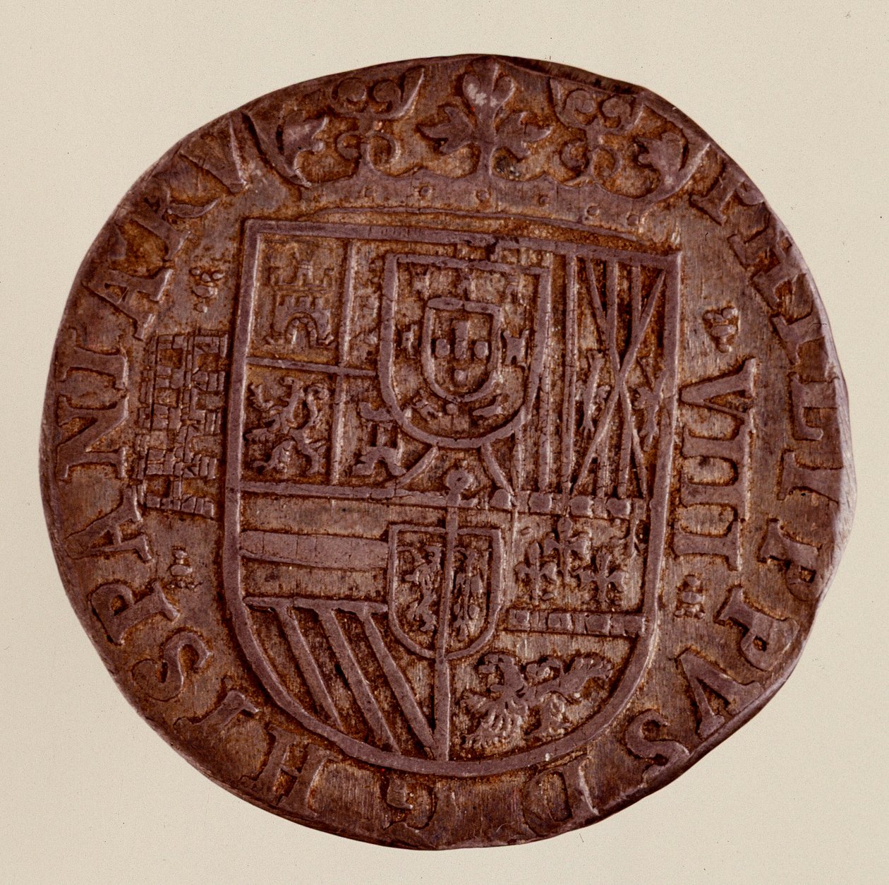 Hopeakolikko (8 realia) Espanjasta: Philip (Filippo tai Philippe) II:n hallituskausi (1556-1598). 1589 Halk. 3,5 cm Napoli, museo archeologico tekijältä Spanish School