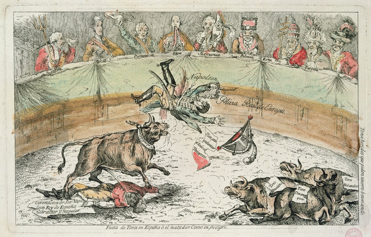 Espanjan härkä, Espanjan kuninkaan Joseph Bonaparten karikatyyri, 1809 tekijältä Spanish School