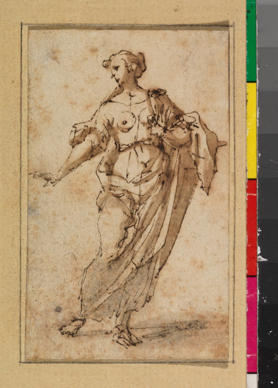 Seisova naishahmo, 1675-99 tekijältä Spanish School