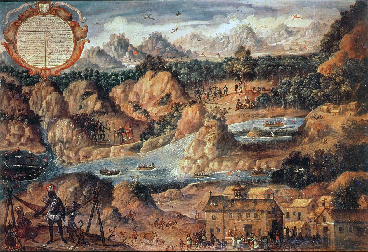 Guatemalan valloitus vuonna 1524 (öljy paneelille) tekijältä Spanish School
