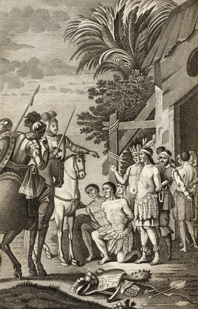 Espanjan Chilen valloitus, Alonso de Ercilla, "La Araucana", julkaistu Barcelona, 1827 (kaiverrus) tekijältä Spanish School