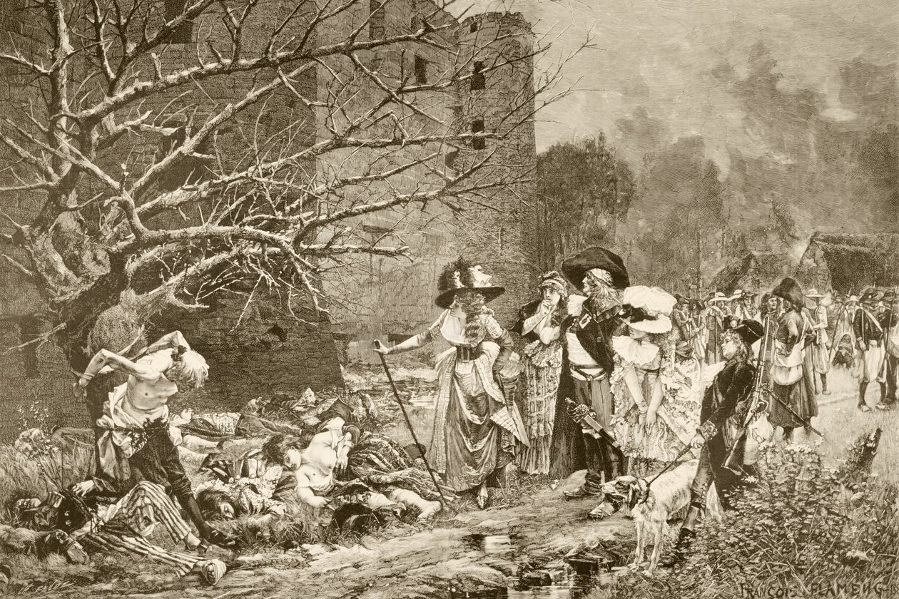 Machecoulin verilöyly Ranskassa Ranskan vallankumouksen aikana Francois Flamengin maalauksen jälkeen Album Artisticosta, julkaistu noin 1890 (litho) tekijältä Spanish School