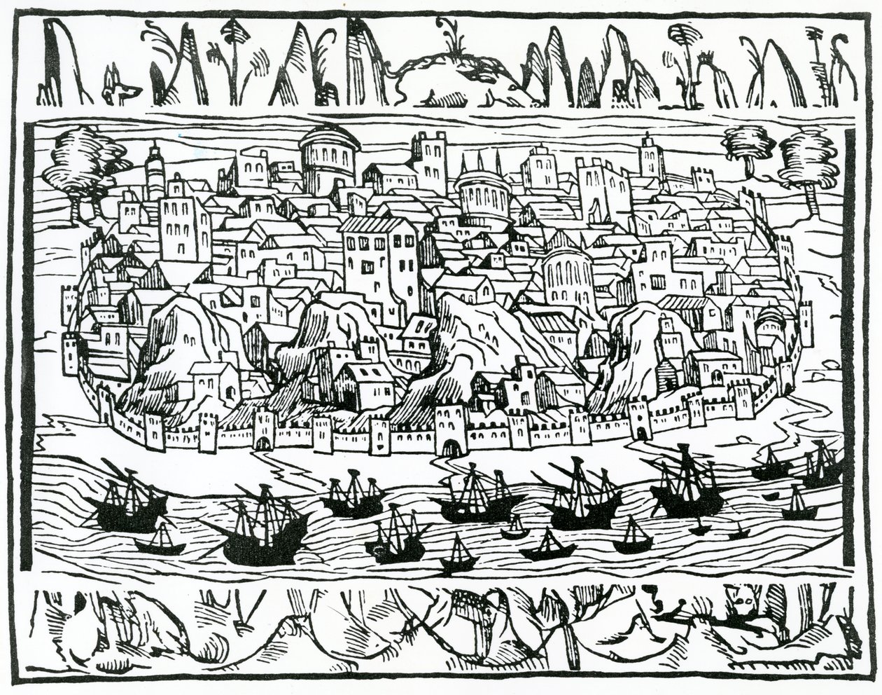Näkymä Lissabonista Pedro Medinan kirjoittamasta Libro de Grandezas y cosas Memoralder de Espana -teoksesta, 1548 tekijältä Spanish School