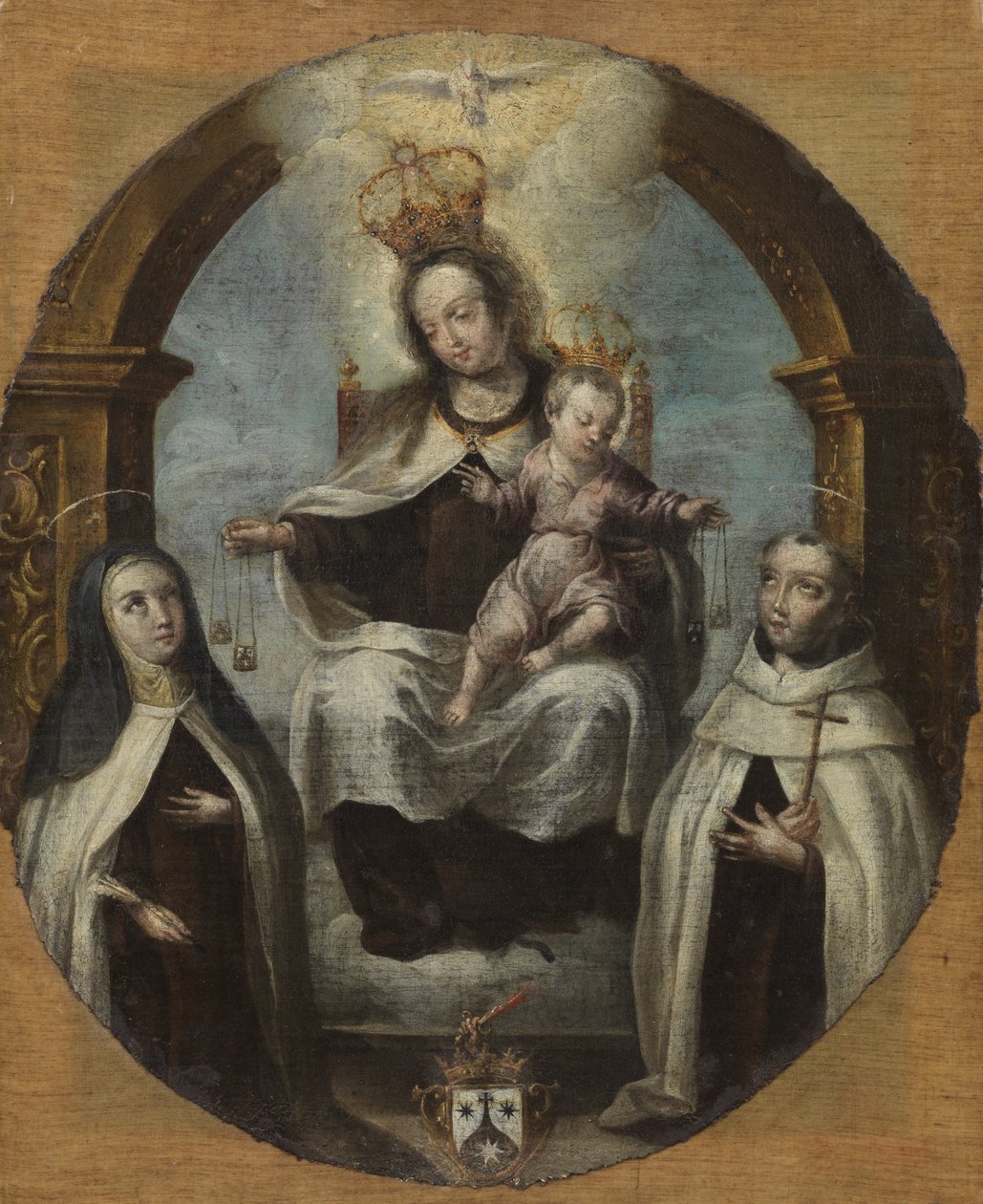 Neitsyt ja lapsi Saint Clairen ja Saint Dominic välillä, n. 1700 tekijältä Spanish School
