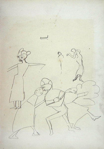 Figuuritutkimus Kultaisen vasikan luolalle (grafiitti) (katso 265072 rekto) tekijältä Spencer Frederick Gore