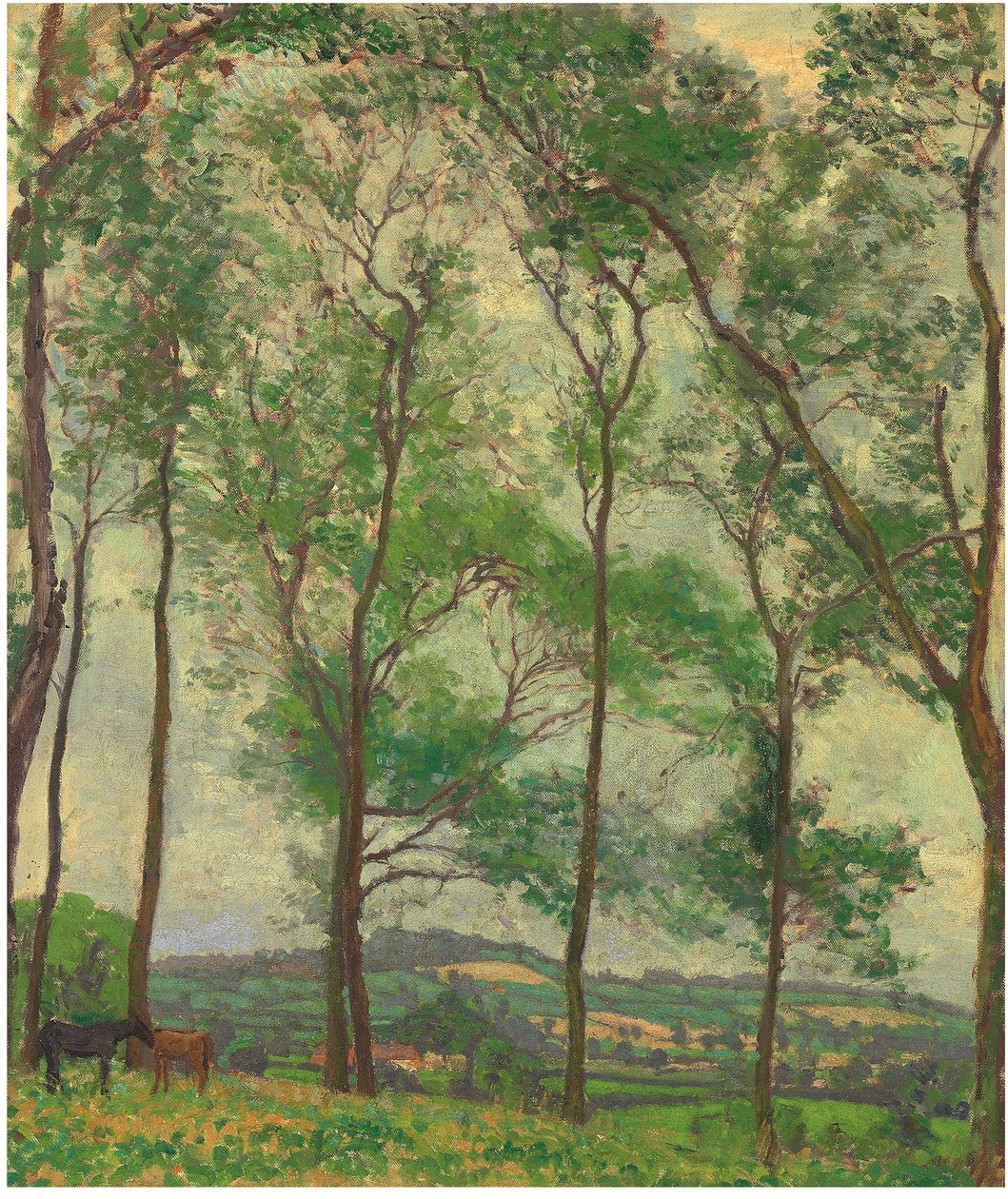 Somerset Landscape, lähellä Applehayesia, n. 1910 (öljy kankaalle) tekijältä Spencer Frederick Gore