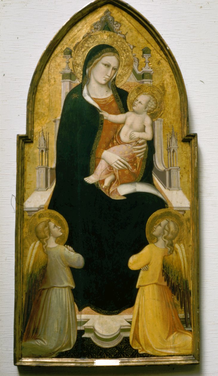 Madonna ja lapsi valtaistui enkelien kanssa tekijältä Spinello Aretino