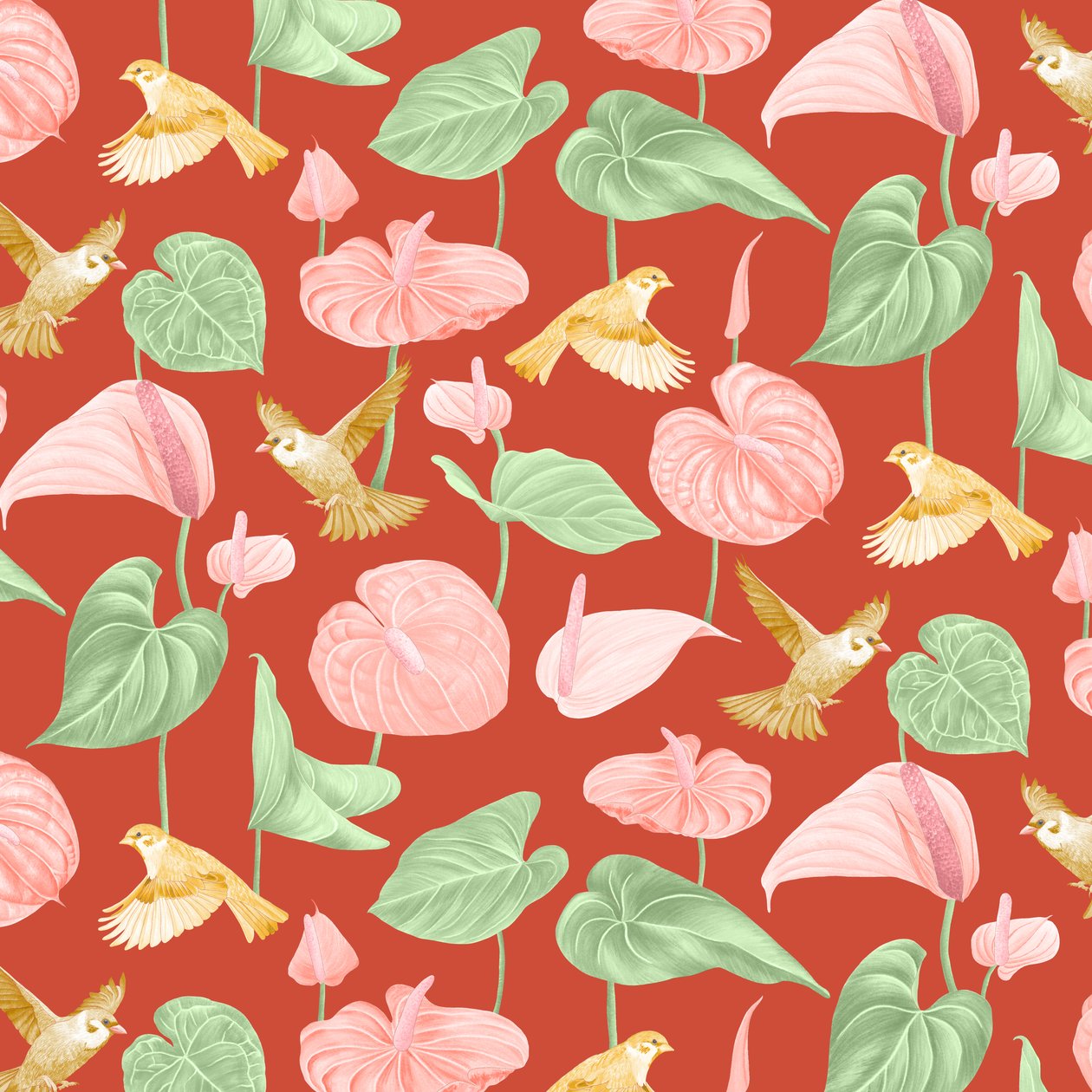 Anthurium-kuvio, 2021 (grafiittikynä ja digitaalinen) tekijältä Stacy Hsu