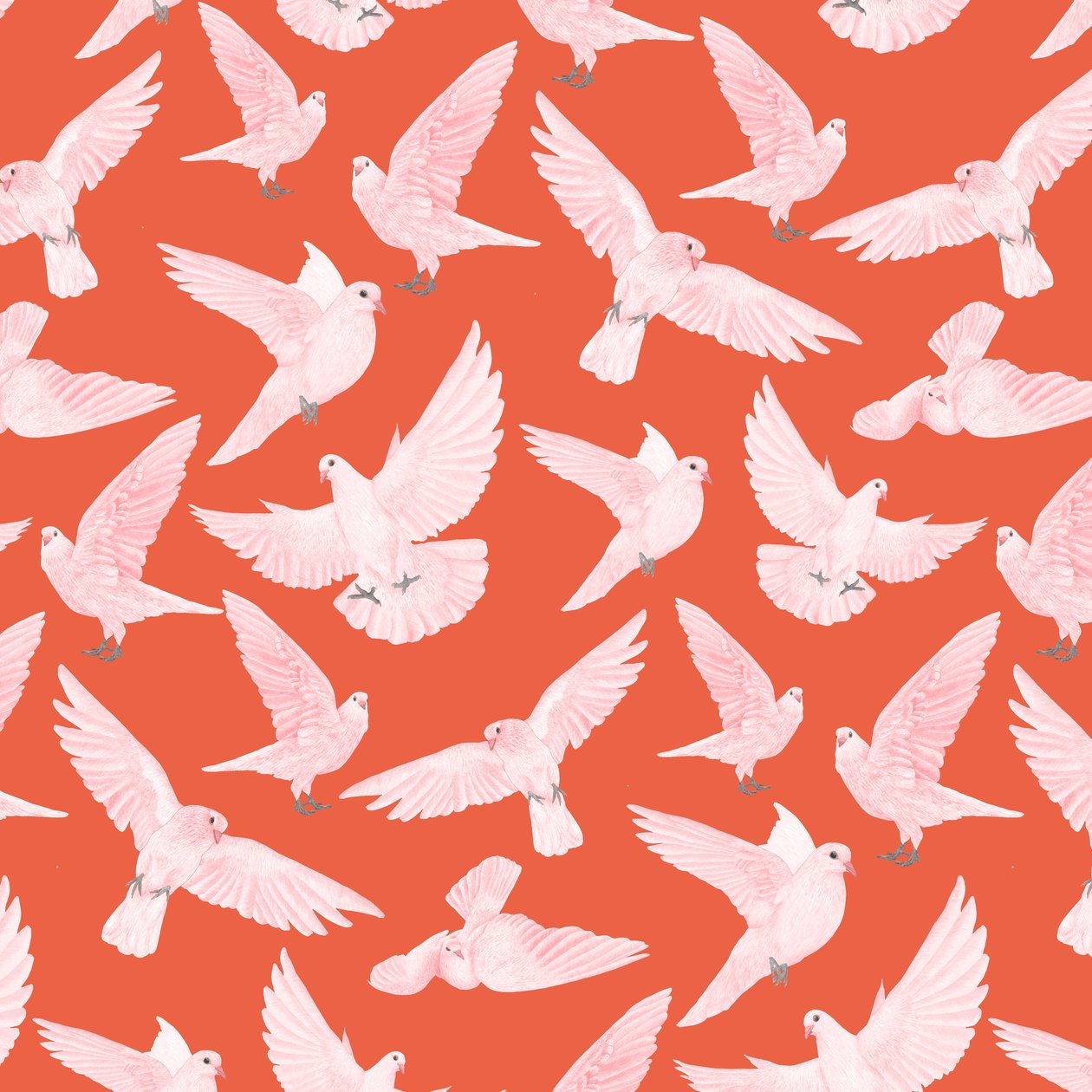 Doves kuvio II, 2021 (grafiittikynä ja digitaalinen) tekijältä Stacy Hsu