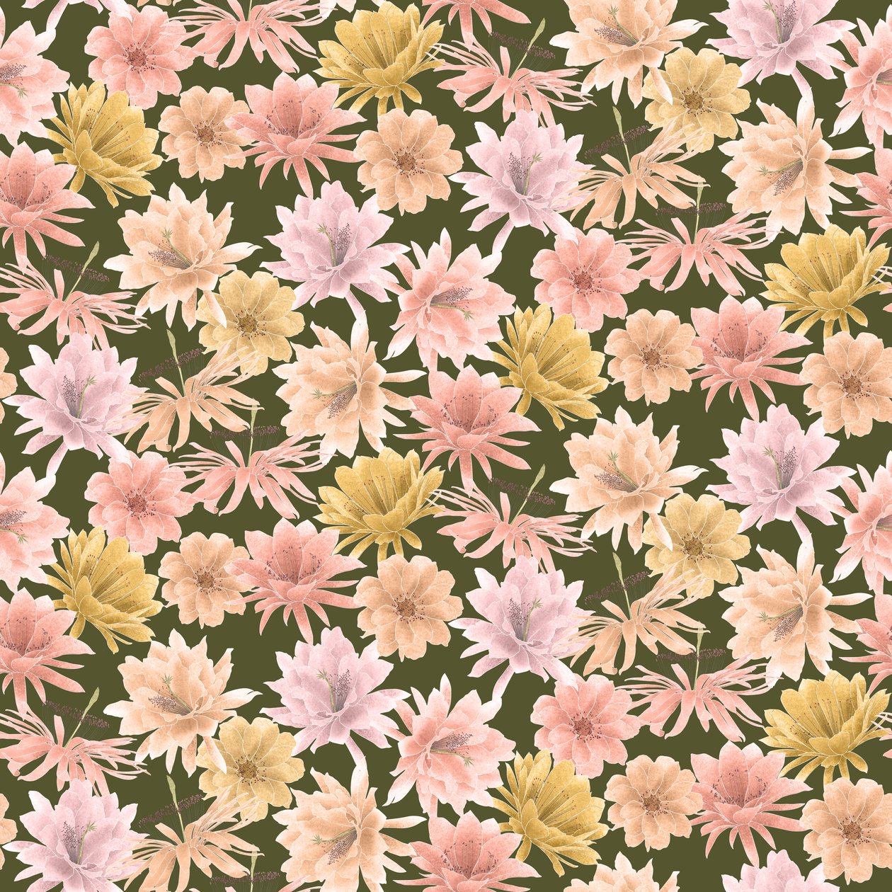 Mojave Desert Blooms -kuvio, 2021 (grafiittikynä ja digitaalinen) tekijältä Stacy Hsu