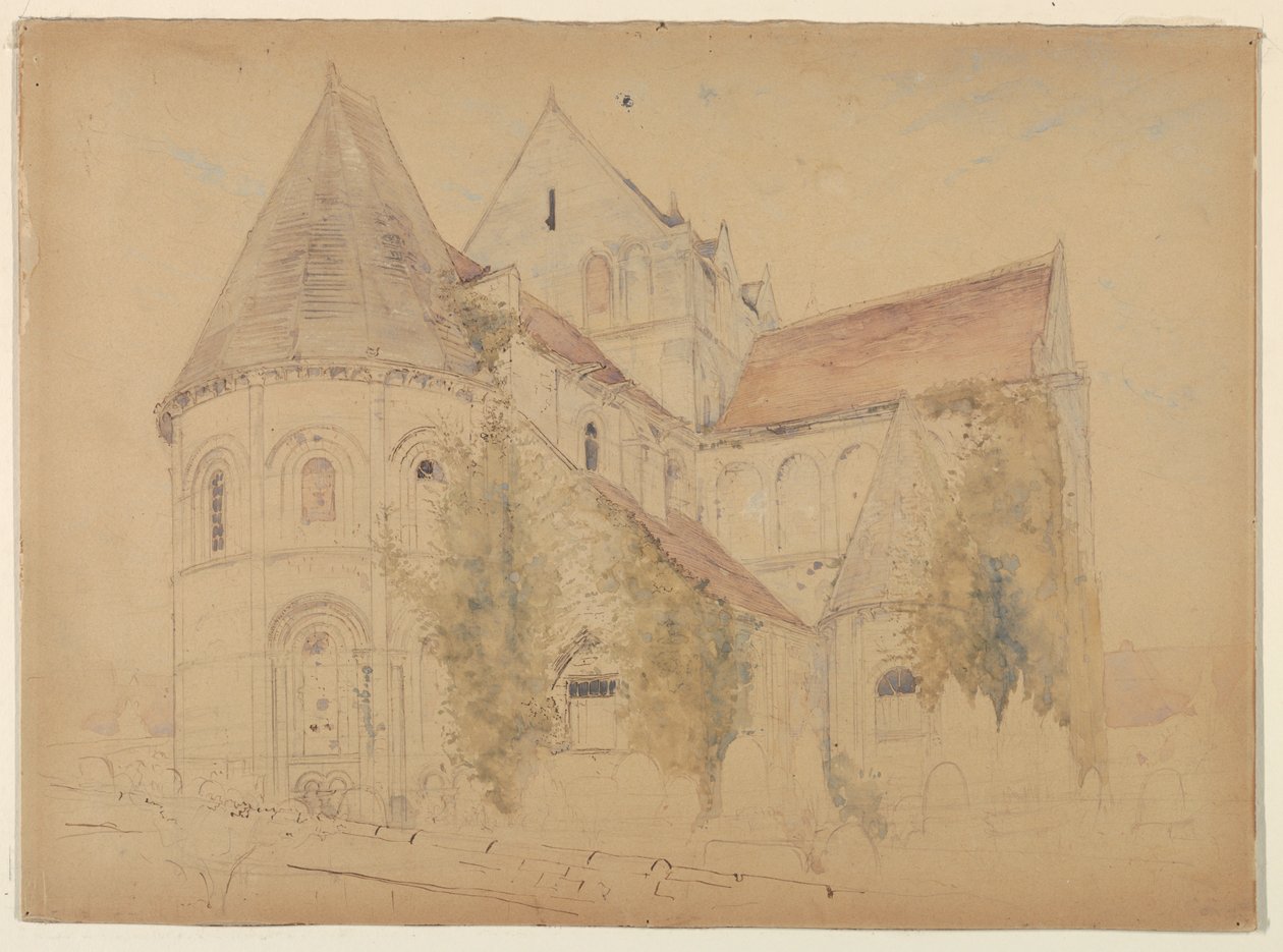 Luonnos Pyhän Nikolauksen kirkosta, Caen, Ranska tekijältä Stanford White
