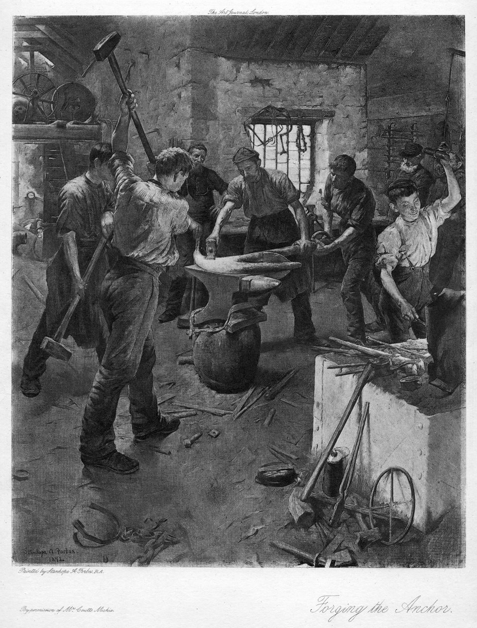 Ankkurin takominen, 1900-luku. tekijältä Elizabeth Adela Stanhope Forbes