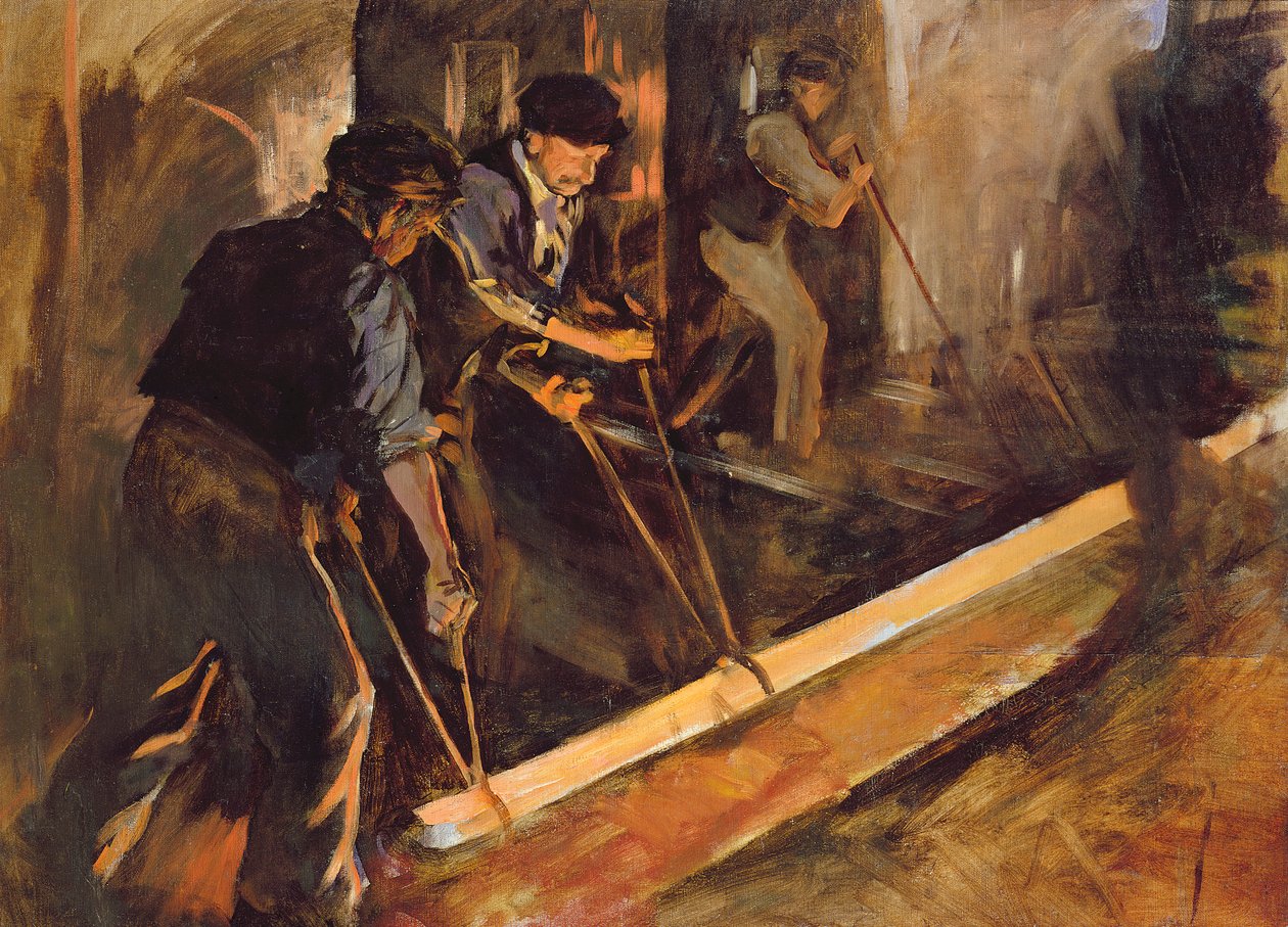 Teräksen taonta, The Steel Mills (öljy kankaalle) tekijältä Stanhope Alexander Forbes