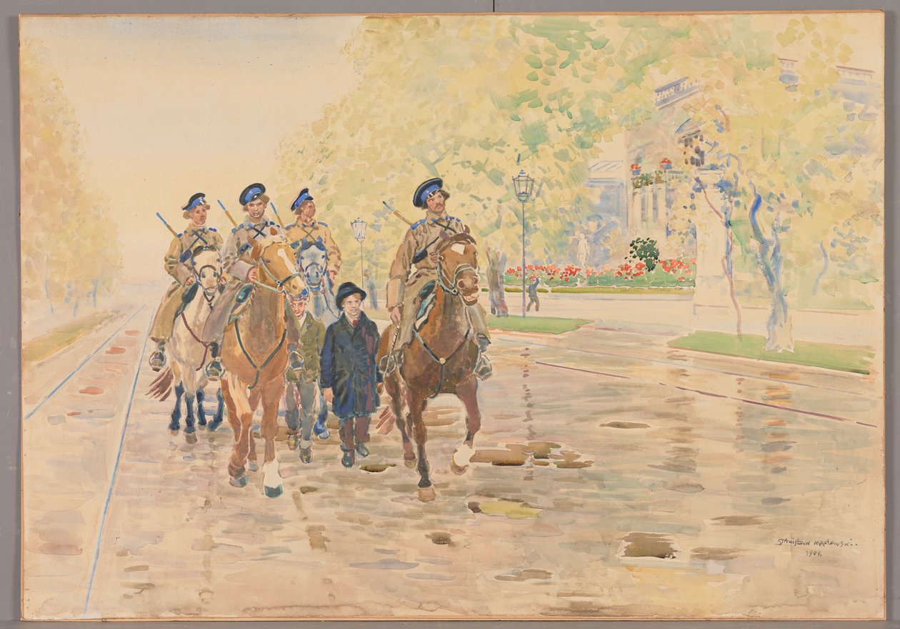 Patrol konny w Alejach Ujazdowskich w 1905 r., Stanisław Masłowski tekijältä Stanisław Masłowski