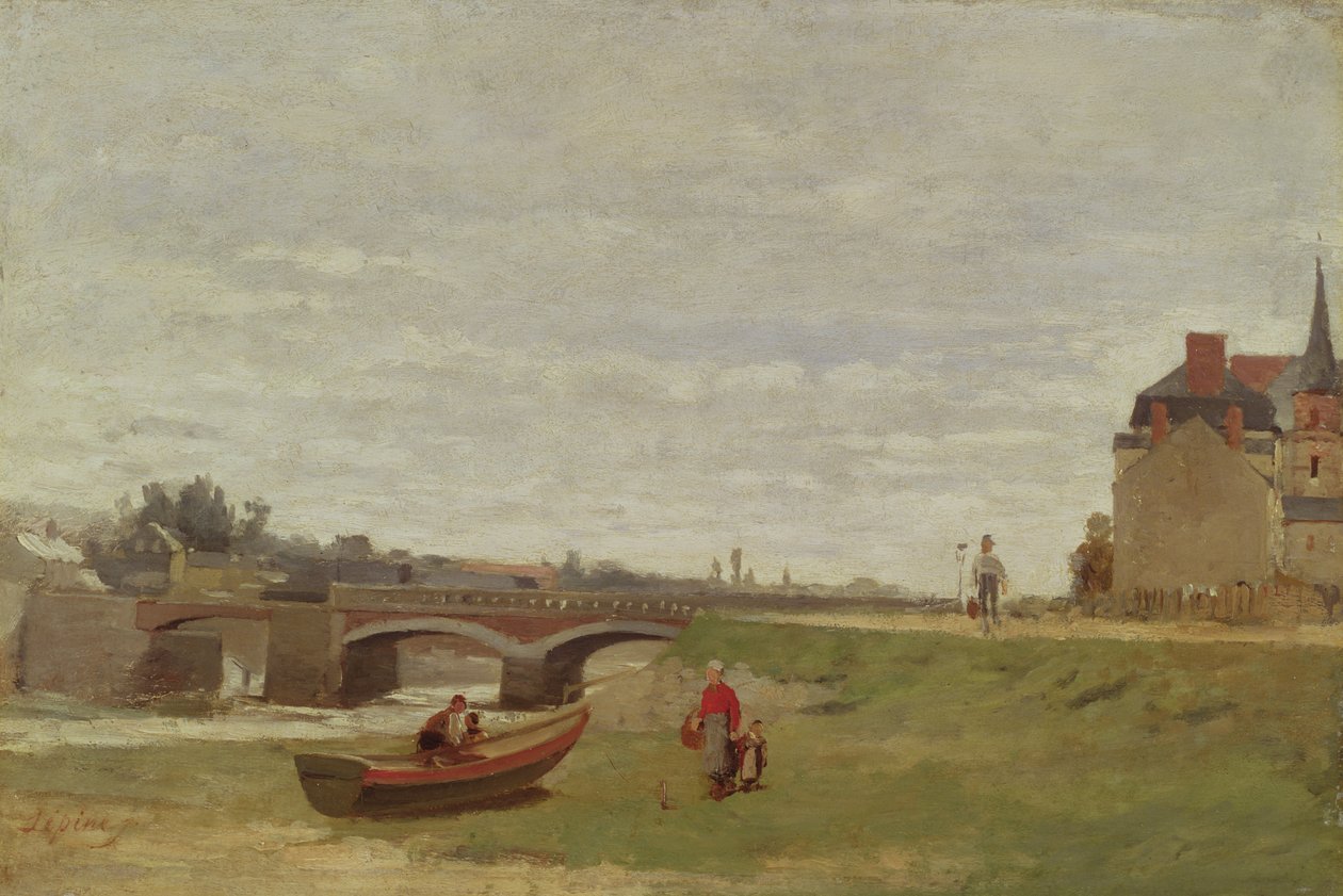 Maisema ja silta, 1870-luvun alku tekijältä Stanislas Victor Edouard Lepine