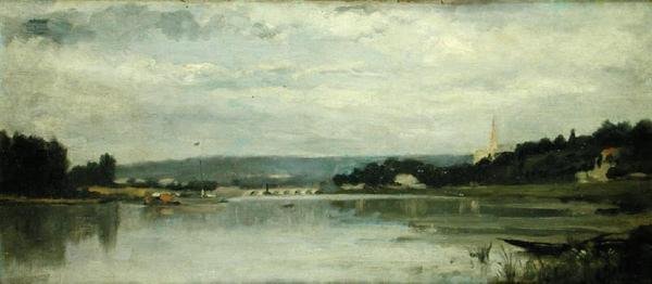 Seinen rannalla Saint-Cloudissa, noin 1880 tekijältä Stanislas Victor Edouard Lepine