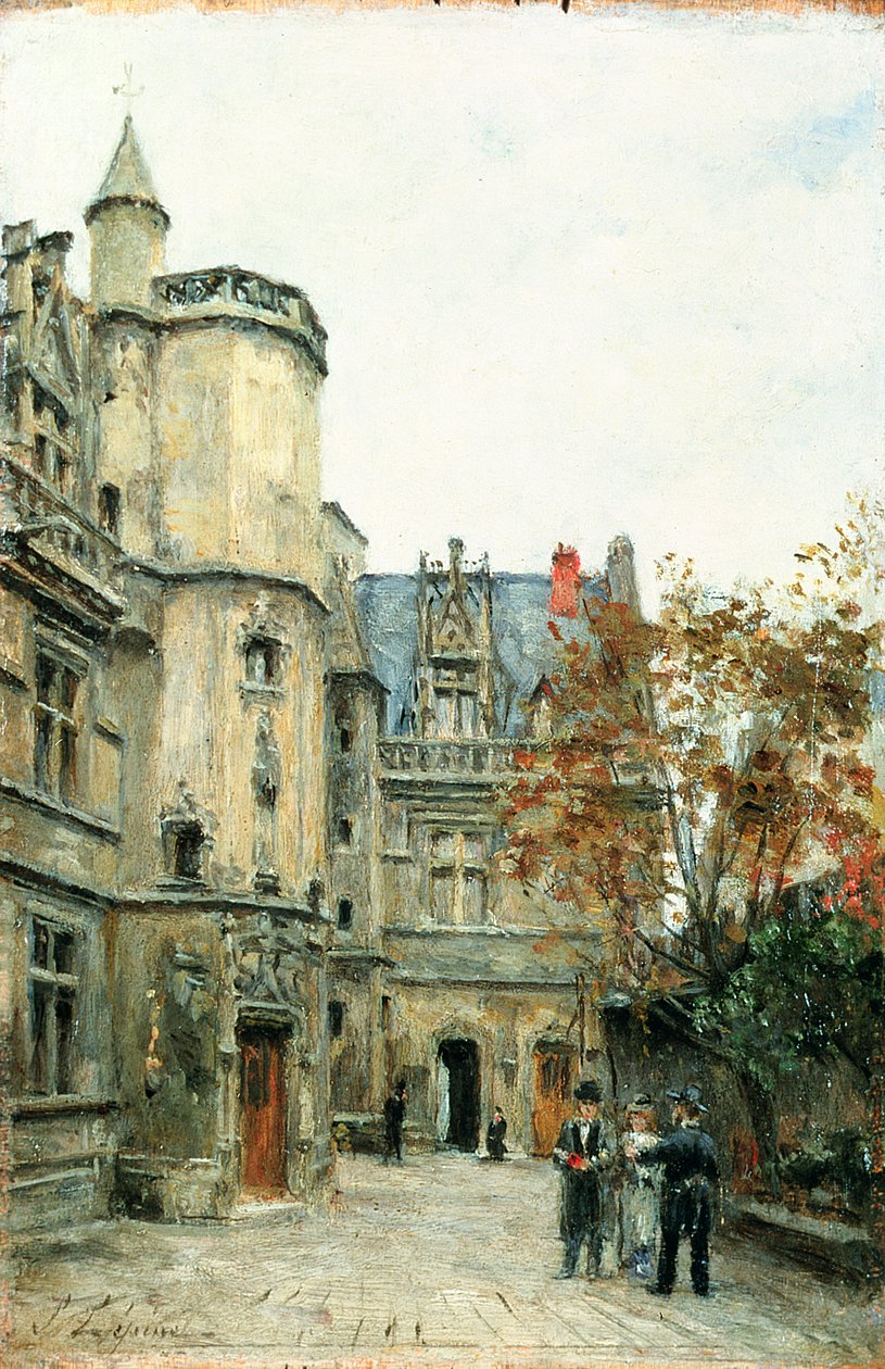 Clunyn museon sisäpiha, n. 1878–1880 (paneeli) tekijältä Stanislas Victor Edouard Lepine