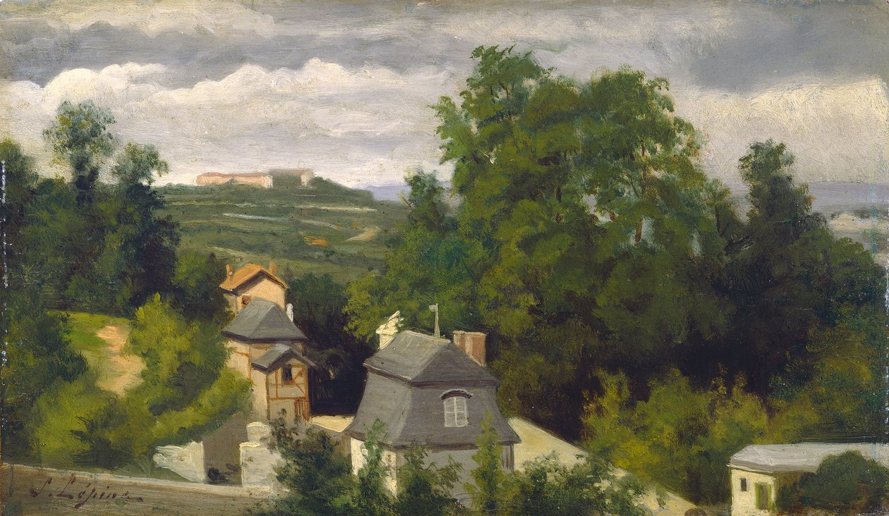 Näkymä Caenin esikaupunkialueelta, 1872-75 (öljy puulle) tekijältä Stanislas Victor Edouard Lepine