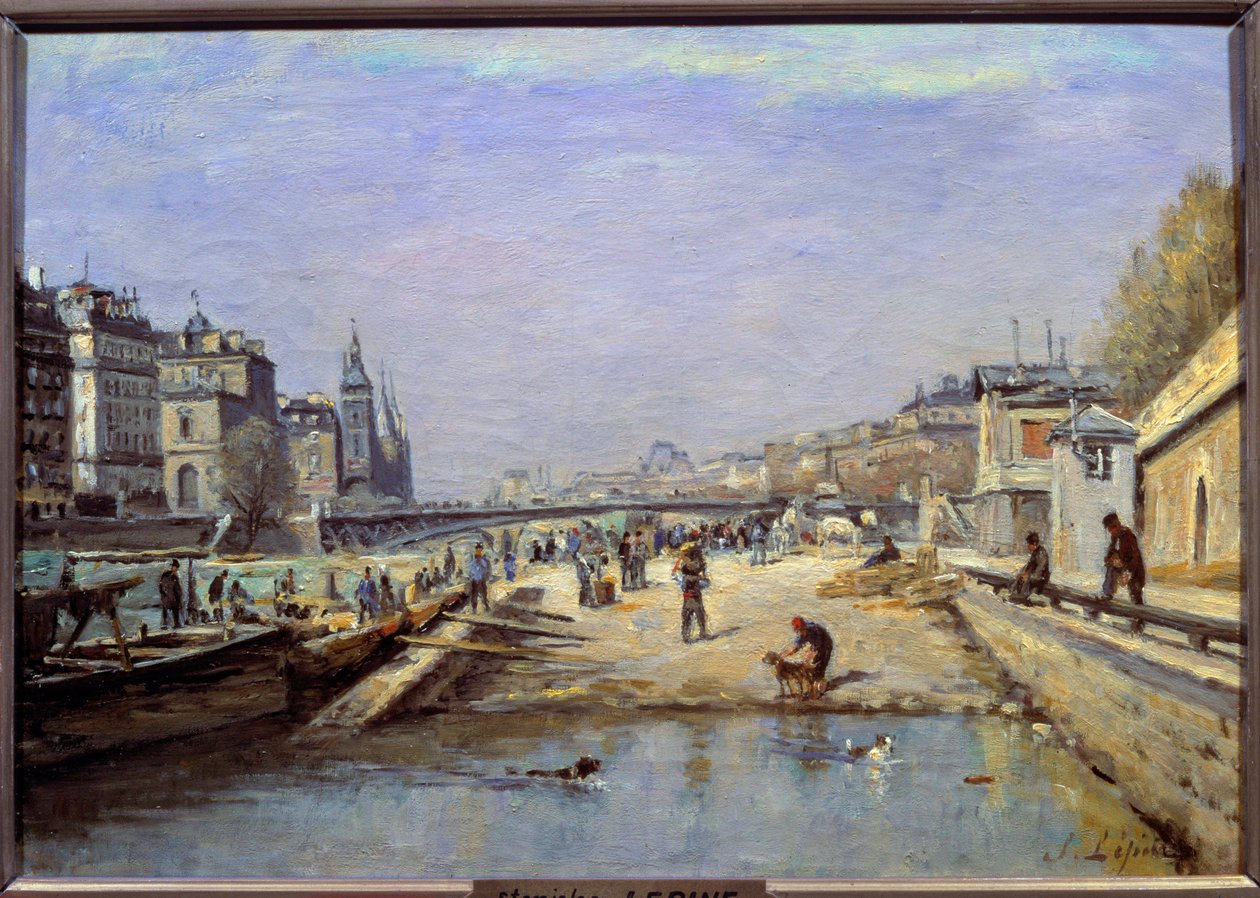 Quai aux Fleurs Pariisissa Stanislas Lepinen (1835-1892) maalaus 1800-luvulta Reims, Musee des Beaux Arts tekijältä Stanislas Victor Edouard Lepine