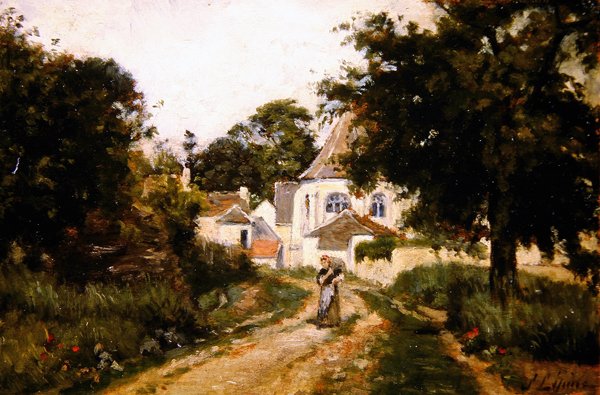 Kylästä lähdössä (öljy kankaalle) tekijältä Stanislas Victor Edouard Lepine