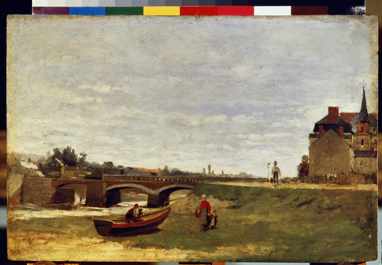 ""Paysage au pont"" (Maisema ja silta) Stanislas Lepinen (1836-1892) maalaus 1870 noin koko 26x39,5 cm Eremitaaši, Pietari tekijältä Stanislas Victor Edouard Lepine