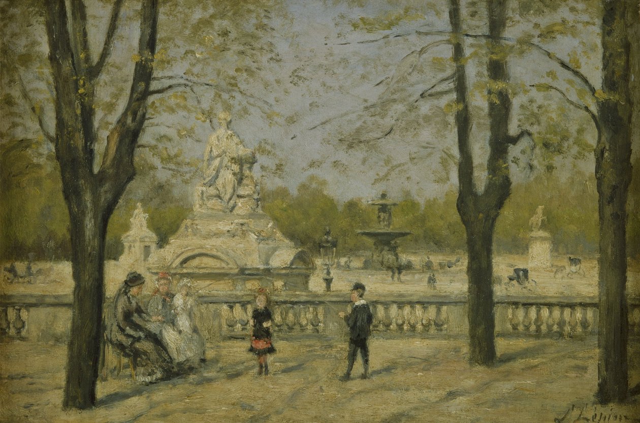 Place de la Concorde, näkymä Tuileriesin terassilta, n. 1880 (öljy puulle) tekijältä Stanislas Victor Edouard Lepine