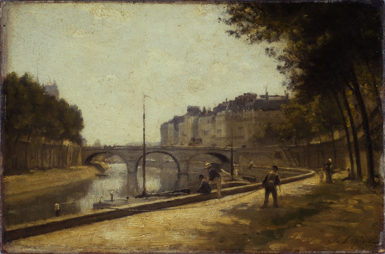 Saint-Michelin silta, n. 1880 (öljy puulle) tekijältä Stanislas Victor Edouard Lepine