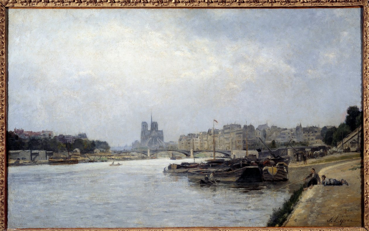 Citen saari ja Saint Louisin saari Austerlitzin sillalta nähtynä Stanislas Lepinen maalaus (1835-1892) 1800-luvun su. 0,83x0,51 m Pariisi, Musee Carnavalet tekijältä Stanislas Victor Edouard Lepine